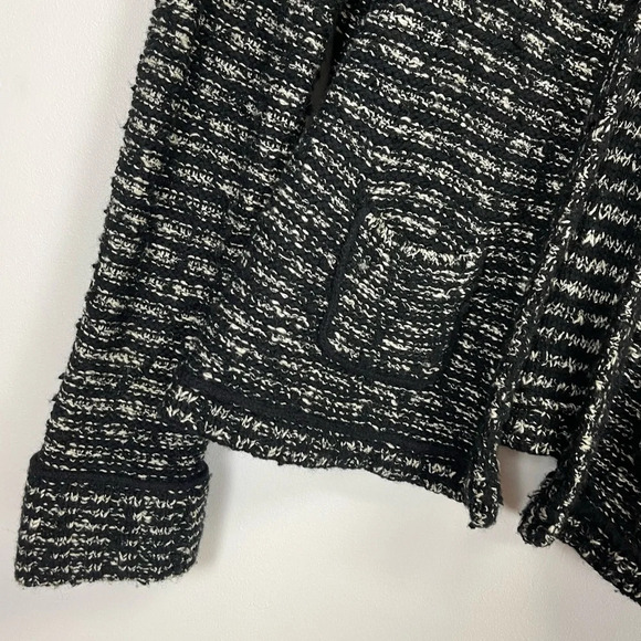 Loft Sweater Womens Small Black White Knit Round Neck Cardigan - Picture 3 of 8